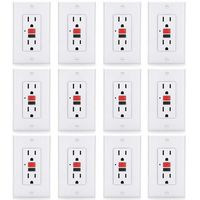 [12 Pack] BESTTEN Slim GFCI Outlets, 15A, Non-Tamper-Resistant GFI Duplex Receptacles with LED Indicator, Self-Test Ground Fault Circuit Interrupter with Decor Wall Plates, UL Listed, White