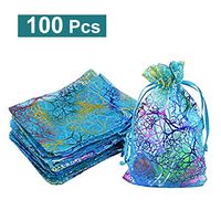 WINOMO Organza Drawstring Gift Bags Jewelry Pouches Favor Bags Blue Pack of 100