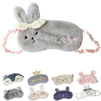 Cute Sleeping Eye Mask Plush Blindfold Travel Sleep Masks Super Soft Eye Cover for Kids Girls and Adult (H-Grey Rabbit),Pack of 1