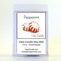 Vase Candle 2 Peppermint Melts | 2.8 oz Premium Highly Scented Soy Paraffin Wax Tarts | 50 Hours