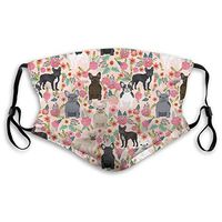 French Bulldog Mixed Coats Dog Breed Lover Florals Frenchies Boys Girls Adults Adjustable Cotton Earloop Face Ma-sk,Washable Protection Ma-sk with Filter,Anti-smog PM2.5 Ma-sk,Anti-dust Mouth Ma-sk