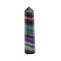 Libobo1PC Natural Hexagonal Crystal Quartz Healing Fluorite Wand Stone Purple Green Gem (C:6.1-6.4cm)
