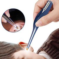 LED Flashlight Ear Pick Wax Remover Ear Cleaner Tweezer Curette Ears Care Tool (Royal Blue)
