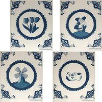 Swedish Dishcloths Mixed Dutch Designs Set of 4 Cloths (One of Each Design) | ECO Friendly Reusable Absorbent Cleaning Cloth