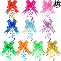 240 Pieces Pull Bows Decorative Assorted Colors Gift Wrap Ribbon Pull Bows for Christmas Wedding Party Birthday Car Holiday Presents Bags Baskets Bottles Decorations, Random Color