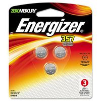 Energizer 357BPZ3 Batteries, f/Watch/Calculator, 1.5 Volt, 3/PK, Red/Black
