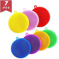 Silicone Dish Scrubber, 7 Pack Silicone Sponge Dish Brush Food Grade BPA Free Reusable Rubber Sponges Dishwasher Safe and Dry Fast for Kitchen Dish Dishes Fruits Vegetables Washing and Cleaning