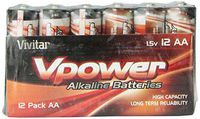 Vivitar V-12AA-ALK AA Alkaline Batteries, 12 Count