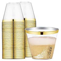 Landyta Elegant Party Cups With Gold Rim 100 Pack, 9 oz