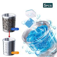 Washing Machine Cleaner Tablets, Effervescent Tablet Washer Cleaner, Solid Washing Machine Cleaner with Triple Decontamination for Front Loaders and Top Loaders (5 pcs)
