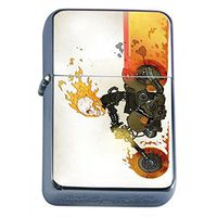 Windproof Refillable Flip Top Oil Lighter with Tin Gift Box Skull-055