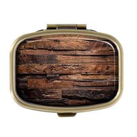 Cecillia Brown Wood Pill Box Decorative Boxes Bronze Rectangular Pill Case Medicine Tablet Holder Wallet Organizer Case for Pocket or Purse