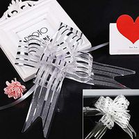 ISKYBOB 40 Pieces Organza Large Pull Bows Ribbon Gift Wrap Striped Bows for Wedding Party Decor DIY Gift Ornament, Silver