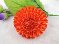 12pcs Big Polyester Ribbon Cabbage Rose Flower Appliques/Sewing Pick Color (Orange)