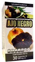 Ajo Negro con Jengibre, Black Garlic with Ginger, 30 capsules 500 mg ea. Dietary Supplement.