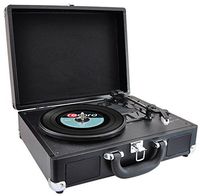 Upgraded Vintage Record Player - Classic Vinyl Player, Turntable, Rechargeable Batteries, Bluetooth, MP3 Vinyl, Music Editing Software Included, Works w/ Mac & PC, 3 Speed - Pyle