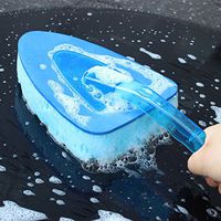 Andux Land Triangle Shape Sponge Brush Car Cleaning Tool Nonslip Handle Blue HMS-01