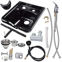 Kanizz Home Beauty Center Commercial Barber Shampoo Bowl Hair Sink w/Gel Neck Rest Trap Vacuum Breaker Elder Health Service Club