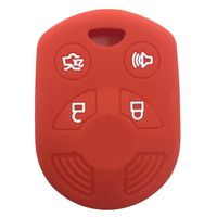 Ezzy Auto Red 4 Buttons Silicone Rubber Key Fob Case Key Cover Key Jacket Skin Protector fit for Ford
