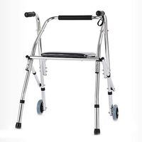 KALO ROMX- Four-Legged Walker Disabled Person Walking Stick Elderly Walking Frame Wheel with Seat Foldable
