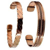 Hand Forged 100% Pure Copper Bracelet ~ Him & Her Set of Hammered Bracelet ~ Effective Relief for Arthritis, Joint Pain and Migraine (Couple Healer - 2 pcs)