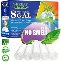 OKKEAI Medium Trash Bags Biodegradable Garbage Bags 8 Gallon White Thicker 0.98 MIL Kitchen Trash Bags Wastebasket Liners for Bathroom,Home Office, Lawn,60 Count,Clear (Fits 7-10 Gallon Bins)