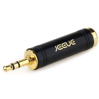 JEEUE 1/4" to 3.5mm Headphones Adapter for Audio Connector Cables, Upgrade 3.5mm Male - 6.35mm(1/4") Female Socket Stereo Pure Copper Jack Adaptor Bring You Professional Sound -BLACK/1PCS
