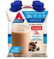 Atkins Gluten Free Protein-Rich Shake, Mocha Latte, Keto Friendly, 4 Count