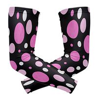 LEVEIS Dark Red Polka Dot Arm Sleeves UV Protection for Men Women Sunblock Protective Gloves Running Golf Cycling Driving Long Arm Cover 1 Pair
