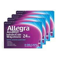 Allegra Allergy 24 Hour Gelcaps 180 mg 8 Count (Pack of 4) Long-Lasting Fast-Acting Antihistamine for Noticeable Relief from Indoor and Outdoor Allergy Symptoms