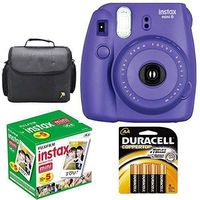 Fujifilm Instax Mini 8 Instant Film Camera (Grape Purple) With Fujifilm Instax Mini 5 Pack Instant Film (50 Shots) + Compact Bag Case + Batteries Top Kit (Import No US Warranty)
