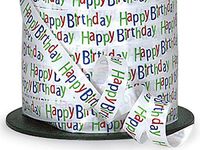 Happy Birthday Curling Ribbon 3/8"x250 yds 100% Polypropylene (8 Rolls) - WRAPS-38014