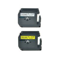 NineLeaf 2PK Black on Clear MK121 Black on Yellow MK221 9mm 8m Label Tape Compatible for Brother M-K121 M121 M-K621 M621 P-Touch PT-70 PT-65 PT-80 Printer