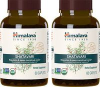 Himalaya Organic Shatavari, Equivalent to 3,623 mg of Shatavari for Menstrual Regulation and Hormonal Balance, 1,300 mg, 2 Month Supply, 60 Caplets (2 PACK)