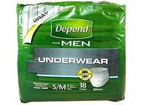 Depend for Men Underwear - Maximum Absorbency - Gray S/M (Pack of 4)