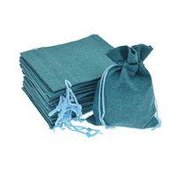 Bezall 20pcs Drawstring Burlap Jute Sacks Jewelry Candy Pouch Christmas Wedding Party Favor Gift Bags (Peacock Blue, 5.9 x 7.5")