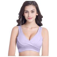 Sunhusing Women's Steel Ring Extra-Elastic Breathable Nursing Bra Comfort Sleep Bra Ladies Vest Underwear(Purple,XL)