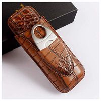 Genuine Leather Cigar Humidor Travel Portable Small Desktop Waterproof Vintage Personalized Crocodile Pattern Accessories Cool Gift Personal Cigar Box (Color : Brown-2)