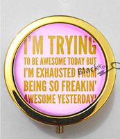 BlackKey Im Trying to Be Awesome Quotes 3-Compartment Decorative Pocket Gift Box Case Organizer for Pill, Color 2-1498