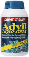 Advil Liqui-Gels Pain Reliever and Fever Reducer, Solubilized Ibuprofen 200mg, 200 Count, Liquid Fast Pain Relief