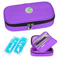 YOUSHARES Insulin Cooler Travel Case - Medication Diabetic Insulated Organizer Portable Cooling Bag for Insulin Pen and Diabetic Supplies with 2 Cooler Ice Pack (Purple)