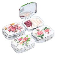 2pcs Pill Box Square Metal Tablet Pill Boxes Medical Holder Case Small Metal Case Pill Boxes Container