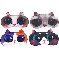 Animal Sleep Mask Set of 4 - Soft Funny Blindfolds Sleeping Mask, Cute Cat Dog Eye Cover for Kids Girls Men Women PlaneTravel Nap Night Sleeping