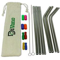 Stainless Steel Reusable Straws by Divano | Food Grade/FDA Approved Drinking Straws | Set of 8 in Two Sizes - 8.5" x 0.24" (2 Straight, 2 Bent) and 8.5" x 0.32" (2 Straight, 2 Bent)