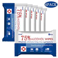 6X10 PCS Alcohol Wipes, Hand Wet Wipes, 75% Alcohol Wipes