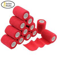 MUEUSS Self-Adhesive Bandage Wrap Tape Waterproof Breathable Elastic Cohesive Non-Woven FDA Approved 3 Inches x 5 Yards (Red, 12 roll)