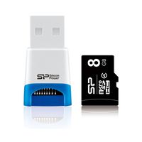 MicroSDHC4 8Go + lecteur carte USB SILICON POWER REF.SP008GBSTH004V81