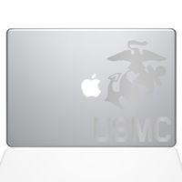 The Decal Guru USMC Logo MacBook Decal Vinyl Sticker - 11" MacBook Air - Silver (1302-MAC-11A-S)