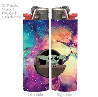 Cute Green Baby Alien Galaxy Tall 2 Pack Vinyl Decal Wrap Skin Stickers by M&R for Bic Lighters