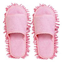 Ozzptuu Simple Comfortable Open Toe Dust Mop Slippers Floor Cleaning Tool Microfiber Detachable Washable Cleaning Slipper for Women Men (Pink, Women 7-10/Men5-8)